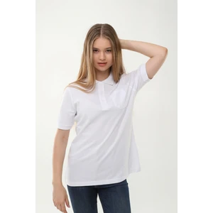 Kadın Polo Yaka Tişört Mercedes Logolu  Pamuk Beyaz