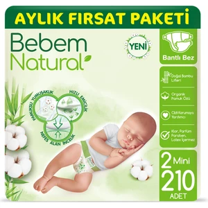 Bebem Natural Bebek Bezi 2 Beden Mini Aylık Fırsat Paketi 210 Adet
