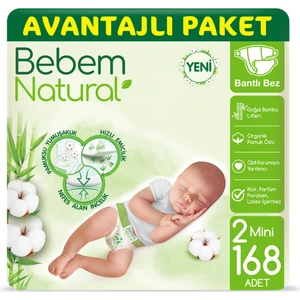 Bebem Natural Bebek Bezi 2 Beden Mini Avantajlı Paket 168 Adet