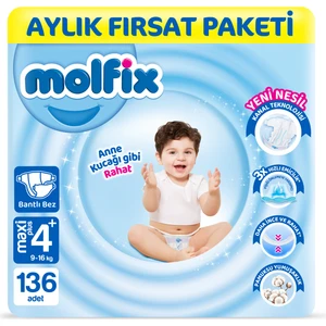 Bebek Bezi 4+ Beden Maxi Plus Aylık Fırsat Paketi 136 Adet