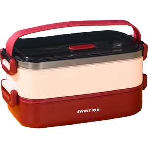 Sweet Ruı 1400ML Çift Katmanlı 304 Paslanmaz Çelik Yalıtımlı Yemek Kabı (Yurt Dışından)