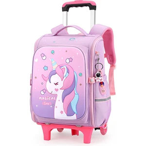 Goodtool Tekerlekli Çocuk Sırt Çantası Karikatür 2'si 1 Arada - Mor (Yurt Dışından)