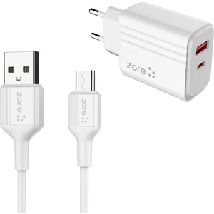 Play Serisi Pl3 Type-C 2in1 Seyahat 6 Farklı Koruma Hızlı Şarj Adaptör ve Kablo 20W