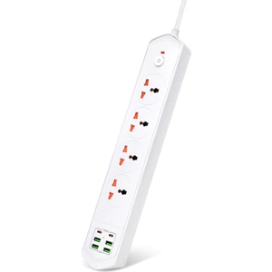 4+4 USB + 2 Type-C 10 Girişli Akım Korumalı Anahtarlı Uzatma Grup Priz 3000W Çoklu Priz 2 M Kablo