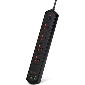 4+4 USB + 2 Type-C 10 Girişli Akım Korumalı Anahtarlı Uzatma Grup Priz 3000W Çoklu Priz 2 M Kablo