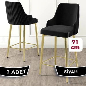 Concept Enox Serisi 1 Adet Mutfak Bar Sandalyesi Babyface Kumaş Gold Kaplama Metal Ayak