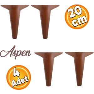Aspen Lüks Mobilya Kanepe Sehpa Puf Koltuk Ayağı 20 cm Kahverengi Ahşap Desenli Baza Ayak (4 Adet)