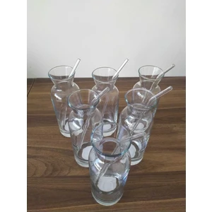 Village Cam Pipetli Meşrubat Bardağı Limonata Süt Şişesi 6 Adet
