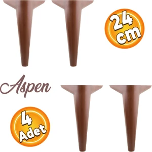 Aspen Lüks Mobilya Kanepe Koltuk Tv Ünitesi Baza Ayağı Ayakları 24 Cm Ahşap Desenli Ayak (4 Adet)