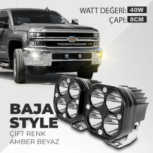 40W Baja Style 8 cm 4 LED BAJA SARI-Beyaz Ultra Parlak LED Projektor Off Road LED Lamba 2li