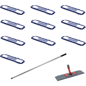 Orlon Mavi Statik Toz Mop Takımı Seti - 80 Cm. - 10 Adet Mop + Mop Tutucu + Sap - 1 Takım