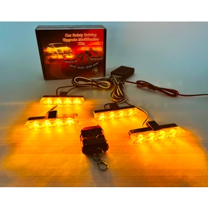 Turuncu Panjur LED 4lü Çakarlı Modlu Kumandalı 12V