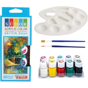 Akrilik Boya Seti , Palet + Ipek Fırçalı 10X25 ml