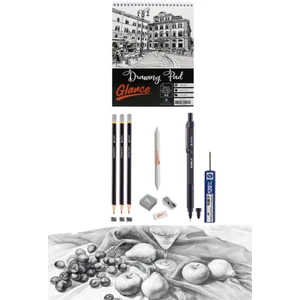 Eskiz Defteri A5 120 gr 50 Yp Adel Blackline Metal Gövdeli Siyah 0.7 mm Versatil Kalem Set