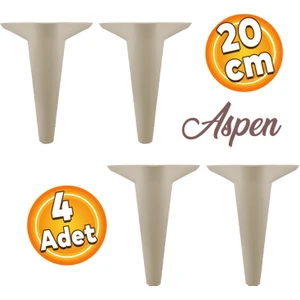 Aspen Lüks Mobilya Kanepe Koltuk Tv Ünitesi Baza Ayağı Ayakları 20 Cm Krem (4 Adet)