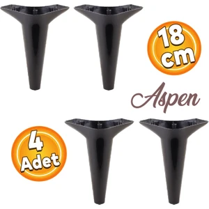 Aspen Lüks Mobilya Kanepe Koltuk Tv Ünitesi Baza Ayağı Ayakları 18 Cm Siyah Ayak (4 Adet)