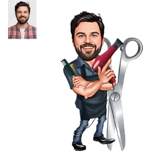 Wonder Like Kişiye Özel Karikatürlü Kuaför Ahşap - Araba Dikiz Ayna Süsü