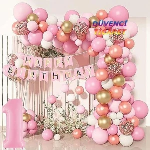 Düvenci Ticaret Lüks 1 Yaş Doğum Günü Balon Seti