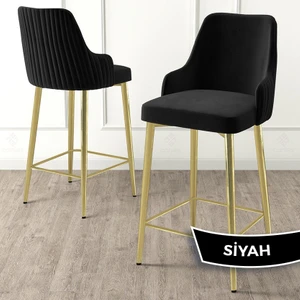 Concept Enox Serisi 4 Adet Mutfak Bar Sandalyesi Babyface Kumaş Gold Kaplama Metal Ayak
