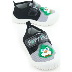 Yazlık Bebe Erkek Keten Happy Bird Cırt Cırtlı Ayarlanabilir Ayakkabı