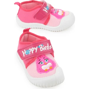 Yazlık Keten Kız Bebe Happy Birds Cırtlı Ayarlanabilir Ayakkabı