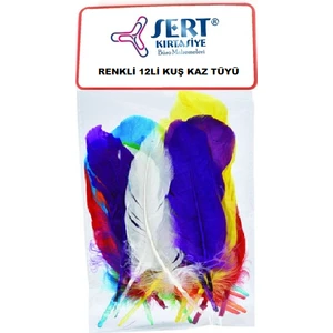 Sert Kırtasiye Renkli Kuş ve Kaz Tüyü 12Lİ Pk