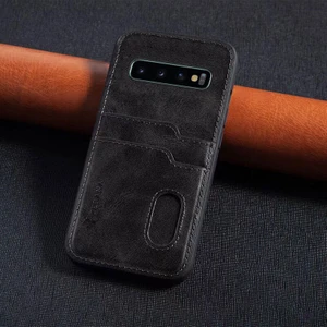 Samsung Galaxy S10 Plus Uyumlu Kılıf Zebana Kartlıklı Lüx Deri Kılıf Siyah