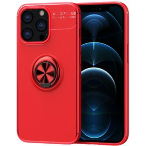 Kip GSM Apple iPhone 13 Pro Max Kılıf Metal Yüzüklü Standlı Yumuşak Ravel Silikon Kapak