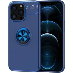 Kip GSM Apple iPhone 13 Pro Max Kılıf Metal Yüzüklü Standlı Yumuşak Ravel Silikon Kapak