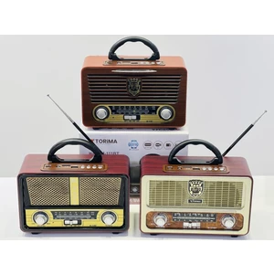 M-111BT Işıklı Kumandalı Nostaljik Radyolu Bluetooth Hoparlör Siyah