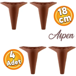 Aspen Lüks Mobilya Kanepe Koltuk Tv Ünitesi Baza Ayağı Ayakları 18 Cm Kahverengi Ayak (4 Adet)