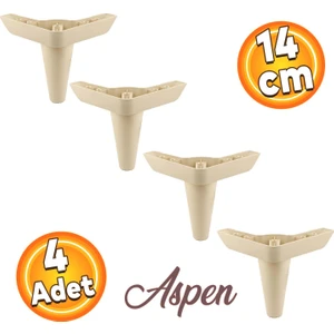 Aspen Lüks Mobilya Kanepe Koltuk Tv Ünitesi Baza Ayağı Ayakları 14 Cm Krem Köşe Ayak (4 Adet)