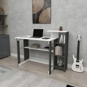 Enda Home SAYE 5 Raflı Kitaplıklı Ders Çalışma Masası Antrasit - Beyaz