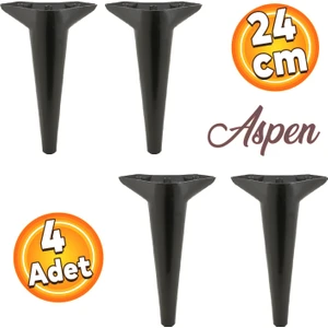 Aspen Lüks Mobilya Kanepe Koltuk Tv Ünitesi Baza Ayağı Ayakları 24 Cm Siyah Ayak (4 Adet)