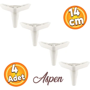 Aspen Lüks Mobilya Kanepe Sehpa Puf Koltuk Ayağı 14 cm Beyaz Baza Köşe Ayak (4 Adet)
