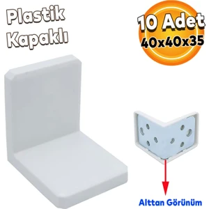 Mobilya Dolap Askı Elemanı Montaj Bağlantı Sabitleme Demiri L Demir Beyaz 40X40X35 mm (10 Adet)