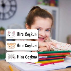 Kişiye Özel Okul Etiket Seti - 180 Adet - Kokusuz Ekolojik Mürekkep Pvc Etiket Sticker Sudan Etkilenmez