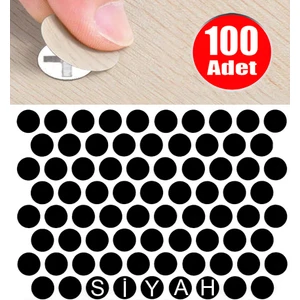 Alet Çantam Yapışkanlı Tıpa Mobilya Dolap Vida Kapatma Gizleme Yapıştırma Kapağı Parlak Siyah -100 Adet