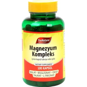 Trunature Magnezyum Kompleks 100 Kapsül Magnesium Complex Malat Bisglisinat Taurat Sitrat Oksit Kalsiyum L-Treonat