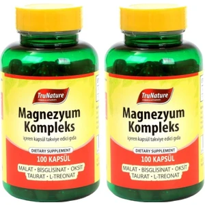 Trunature Magnesium Complex 2 x 100 Kapsül Magnezyum Kompleks Malat Bisglisinat Taurat Sitrat Oksit Kalsiyum L-Treonat