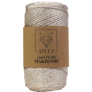 Floş Makrome Ipi 2 mm Bej Gold Simli