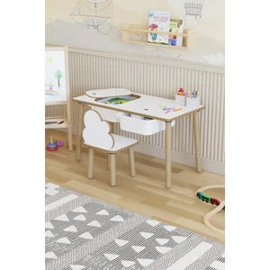 Montessori Çocuk Masası-Oyun Masası-Aktivite Masası-Etkinlik Masası Takımı 1 Bulut Sandalye
