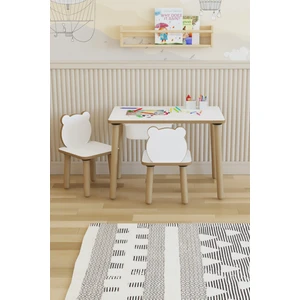 Montessori Çocuk Masası-Oyun Masası-Aktivite Masası-Etkinlik Masası Takımı 2 Panda Sandalye