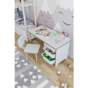 Çocuk Masa Sandalye Takımı 90X45 cm 3 Sepetli Çocuk Çalışma Masası Aktivite Masası Yaz-Sil