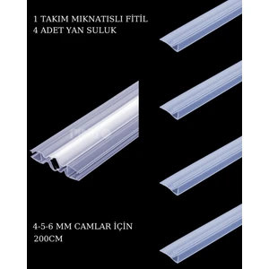 Glass Makro Duşakabin Mıknatıs 1 Takım ve 4 Adet Duşakabin Suluk Fitili Set 200 cm (4-5-6 Mm)