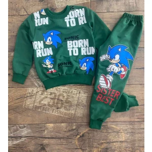 Yaren Kids Çocuk Sonic Unisex Yeşil Eşofman Takımı