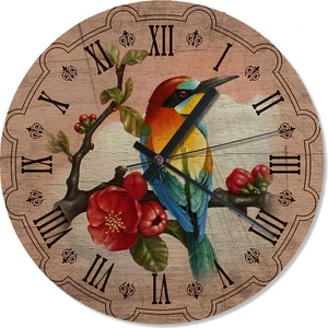 Karizma Tablo Renkli Saka Kuşu Analog Duvar Saati
