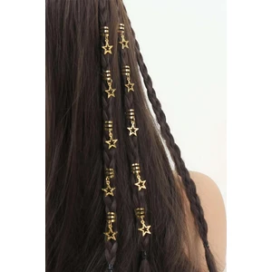 Gold Bohema Yıldız Saç Küpe Toka Seti 5 Adet