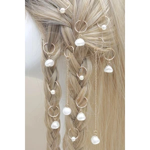 Gold Renk Incili Saç Küpe Toka Seti Kadınlar İçin Şık ve Zarif Aksesuar