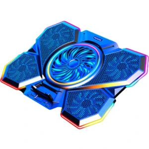 Polham 5 Adet Fanlı Rgb Işıklı Ultra Sessiz Isı Göstergeli Notebook Soğutucu Stant, 2 USB Girişli